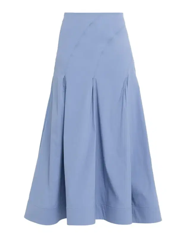 Godet Cotton Poplin Midi Skirt