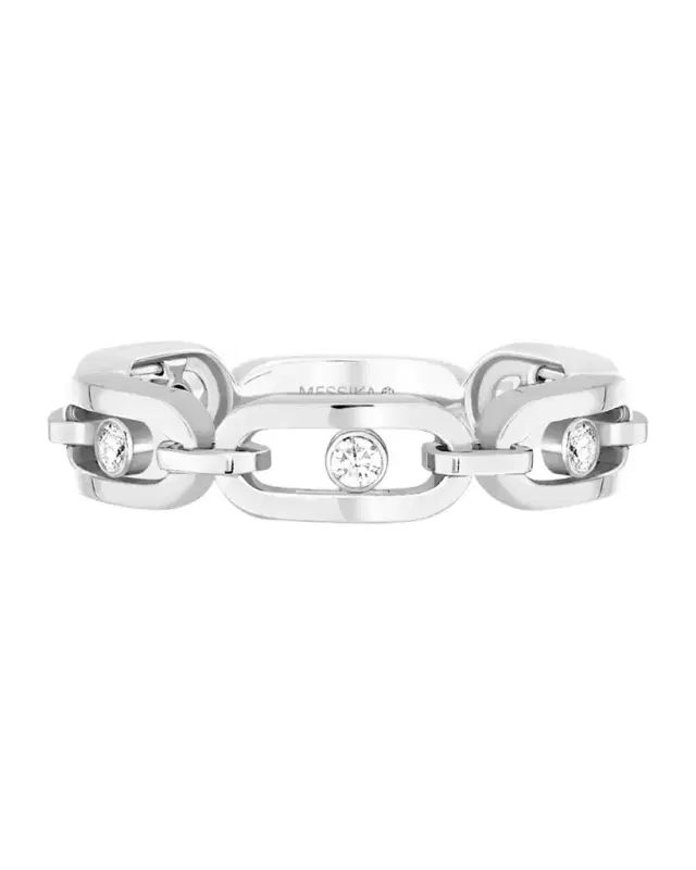 Move Link Diamond Ring in 18K White Gold