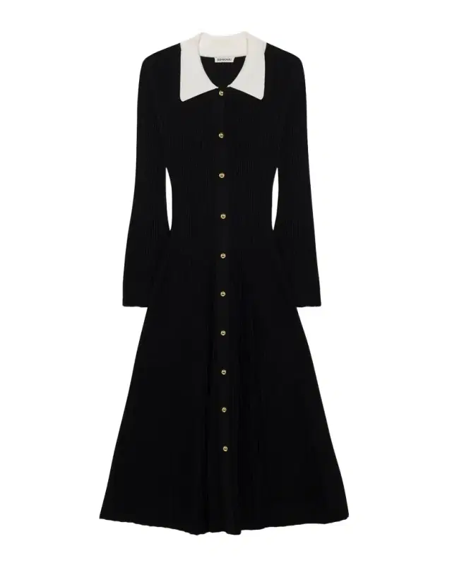 Philippa Long-Sleeve Ribbed Midi Dress