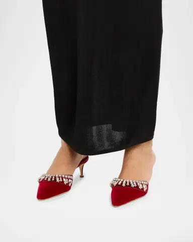 Manolo Blahnik 50mm Tulipe Embellished Velvet Mule Pumps | Thumbnail 2 Manolo Blahnik 50mm Tulipe Embellished Velvet Mule Pumps | Thumbnail 2