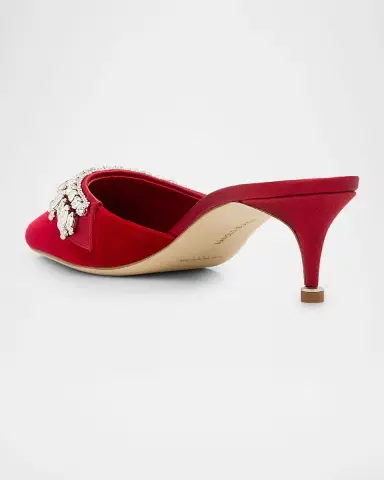 Manolo Blahnik 50mm Tulipe Embellished Velvet Mule Pumps | Thumbnail 3 Manolo Blahnik 50mm Tulipe Embellished Velvet Mule Pumps | Thumbnail 3