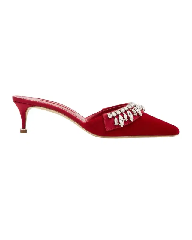 50mm Tulipe Embellished Velvet Mule Pumps