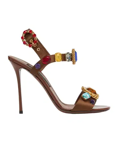 Dolce & Gabbana 105mm Stone Embellished Satin Sandals | Thumbnail 1 Dolce & Gabbana 105mm Stone Embellished Satin Sandals | Thumbnail 1