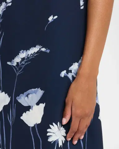Lela Rose Floral Crepe Short-Sleeve A-Line Gown | Thumbnail 5