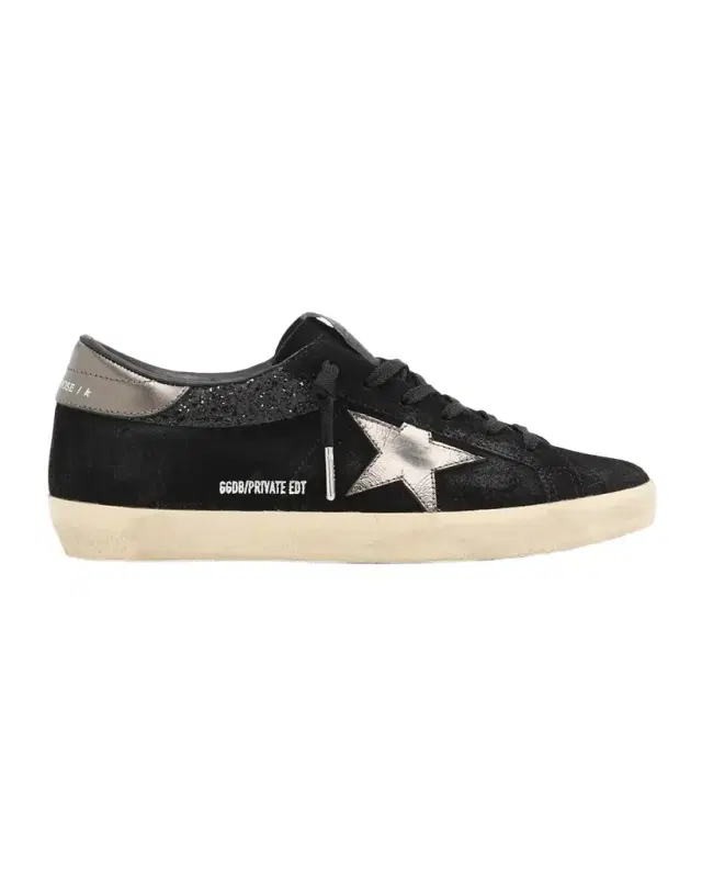 Golden Goose Super-Star Suede Glitter Low-Top Sneakers