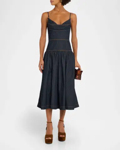 Zimmermann Denim Sleeveless Midi Dress | Thumbnail 2 Zimmermann Denim Sleeveless Midi Dress | Thumbnail 2