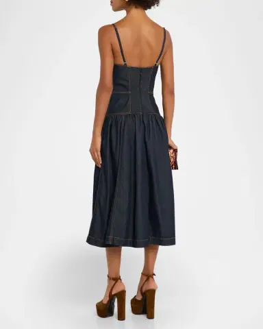 Zimmermann Denim Sleeveless Midi Dress | Thumbnail 3 Zimmermann Denim Sleeveless Midi Dress | Thumbnail 3
