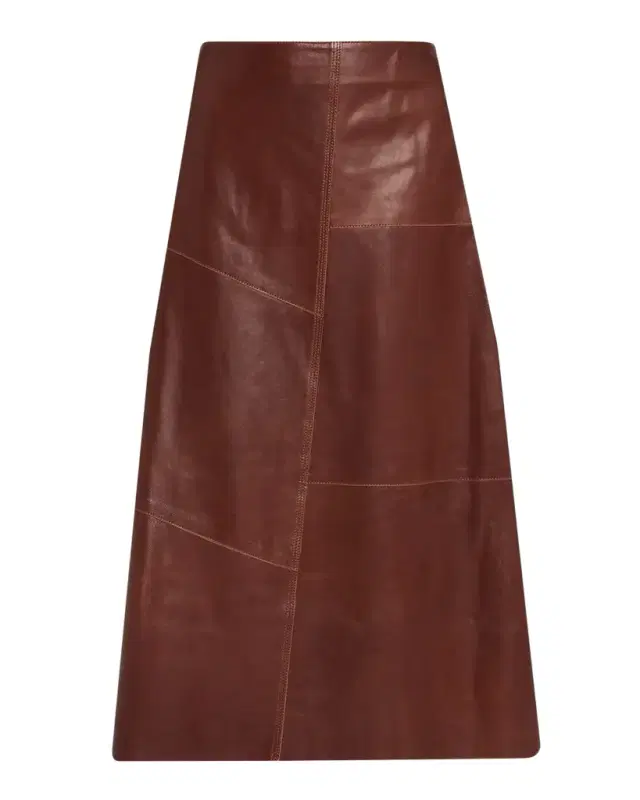 Vayenne A-Line Leather Midi Skirt