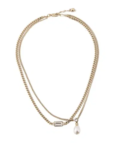 Alexander McQueen Skull and Crystal Necklace with Pearly Drop | Thumbnail 1 Alexander McQueen Skull and Crystal Necklace with Pearly Drop | Thumbnail 1