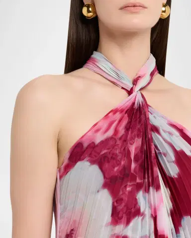 Ungaro Ira Pleated Floral-Print Halter Gown | Thumbnail 5