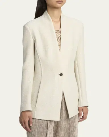 Giorgio Armani Single-Breasted Tweed Blazer Jacket | Thumbnail 4 Giorgio Armani Single-Breasted Tweed Blazer Jacket | Thumbnail 4