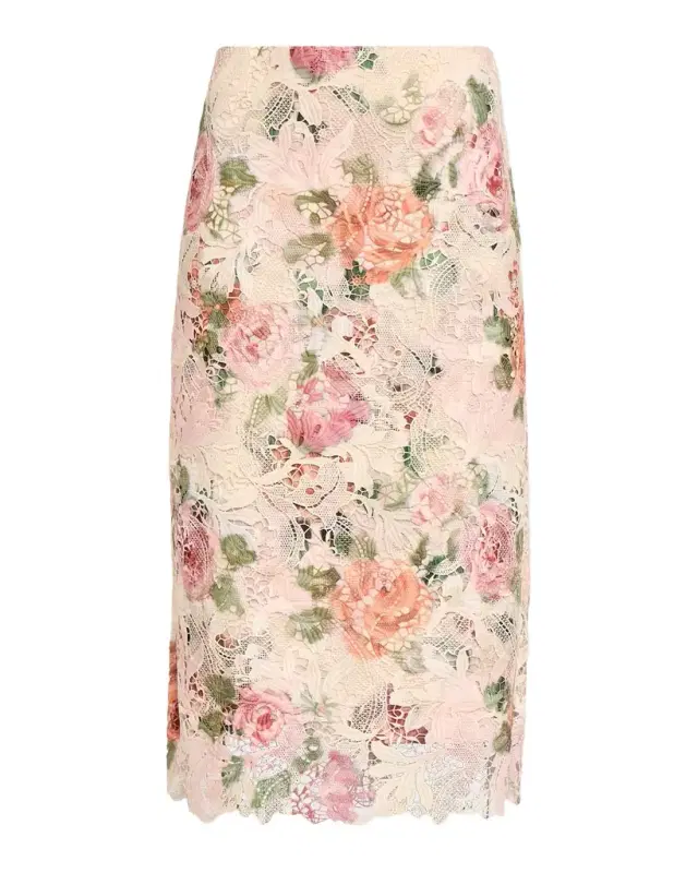 Claro Floral Lace Midi Skirt