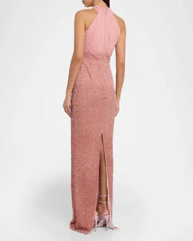 PAMELLA ROLAND Sequined Crisscross Halter Gown | Thumbnail 3 PAMELLA ROLAND Sequined Crisscross Halter Gown | Thumbnail 3