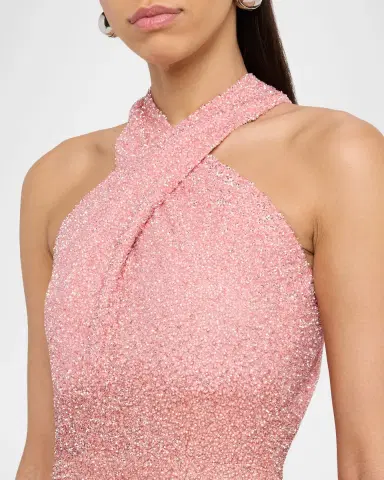 PAMELLA ROLAND Sequined Crisscross Halter Gown | Thumbnail 5 PAMELLA ROLAND Sequined Crisscross Halter Gown | Thumbnail 5