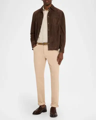 Brunello Cucinelli en's Leather Snap-Front Shirt with Pocket | Thumbnail 6
