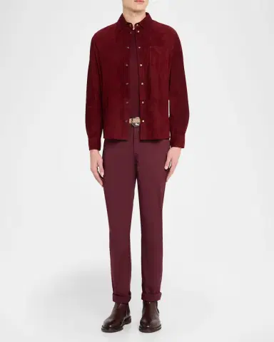 Brunello Cucinelli en's Leather Snap-Front Shirt with Pocket | Thumbnail 10