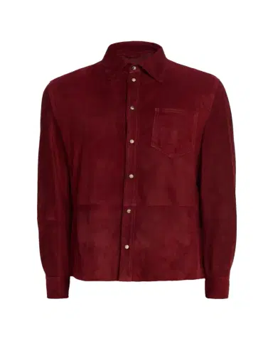 Brunello Cucinelli en's Leather Snap-Front Shirt with Pocket | Thumbnail 1