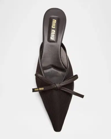 Miu Miu 55mm Bow Mesh Leather Mules | Thumbnail 5 Miu Miu 55mm Bow Mesh Leather Mules | Thumbnail 5