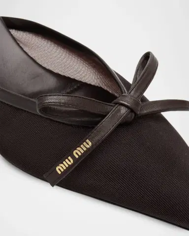 Miu Miu 55mm Bow Mesh Leather Mules | Thumbnail 6 Miu Miu 55mm Bow Mesh Leather Mules | Thumbnail 6