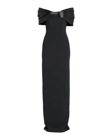 Pamella Roland Liquid Satin Off-The-Shoulder Crepe Gown | Thumbnail 1