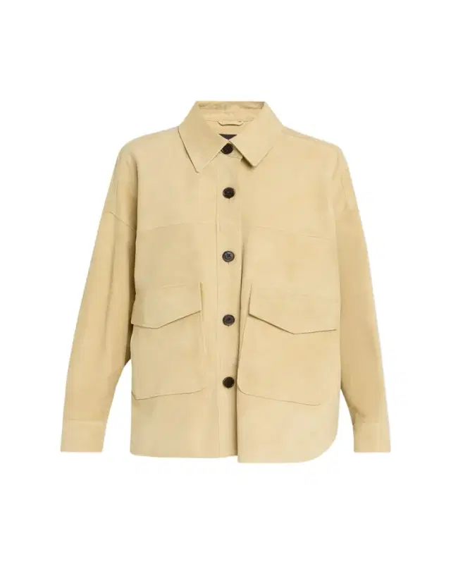 Arma Kaylee Button-Down Lambskin Suede Jacket