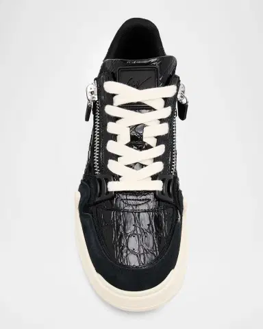 Giuseppe Zanotti Men's Gz-Ghost Leather and Suede Low-Top Sneakers | Thumbnail 3