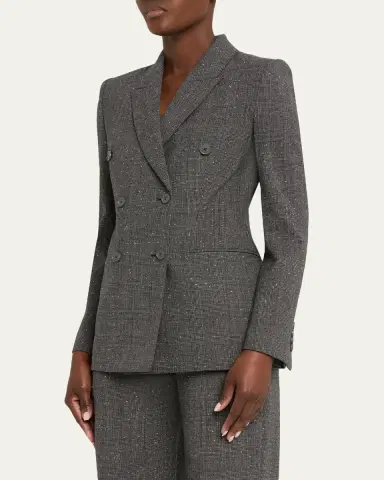 Alexander McQueen Double-Breasted Check Wool Tailored Jacket | Thumbnail 4 Alexander McQueen Double-Breasted Check Wool Tailored Jacket | Thumbnail 4