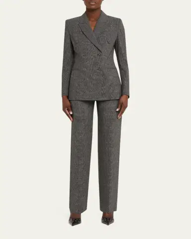 Alexander McQueen Prince of Wales Wool Straight-Leg Trousers | Thumbnail 2