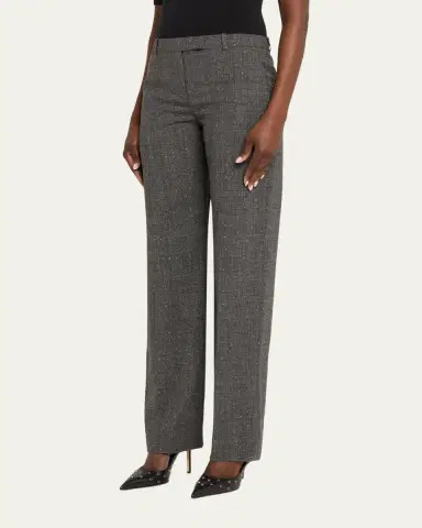 Alexander McQueen Prince of Wales Wool Straight-Leg Trousers | Thumbnail 4