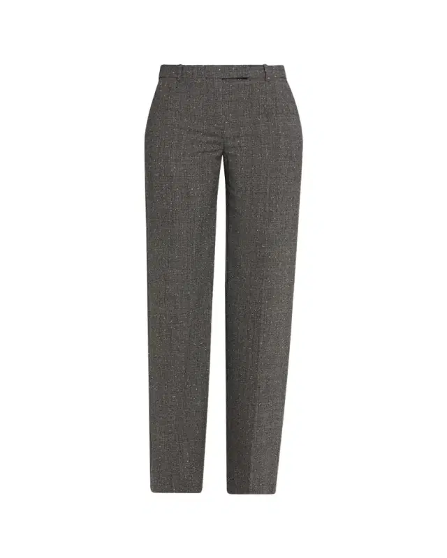 Prince of Wales Wool Straight-Leg Trousers