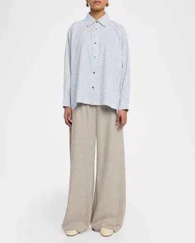 Eskandar Wide-Fit Check Cotton Shirt | Thumbnail 2