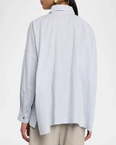 Eskandar Wide-Fit Check Cotton Shirt | Thumbnail 3