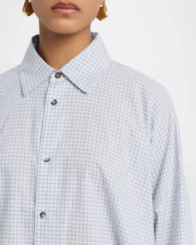 Eskandar Wide-Fit Check Cotton Shirt | Thumbnail 5