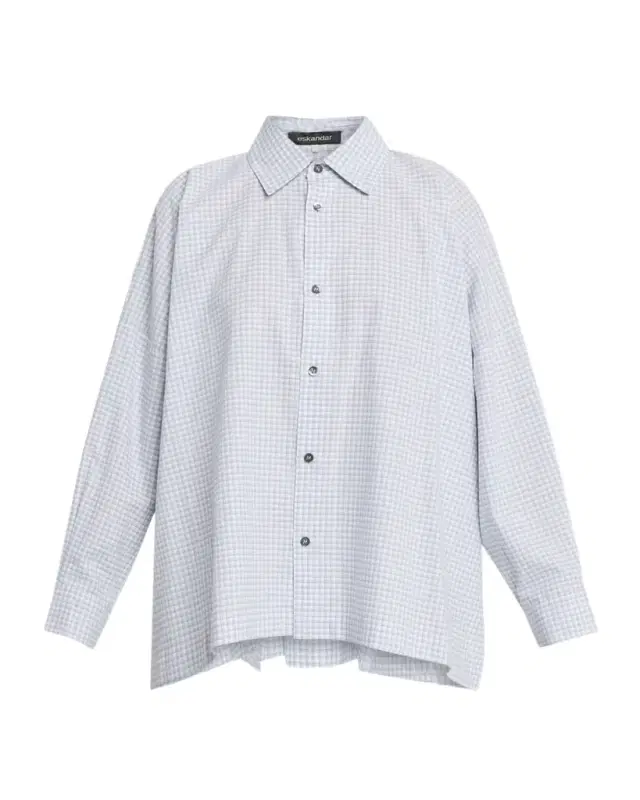 Eskandar Wide-Fit Check Cotton Shirt