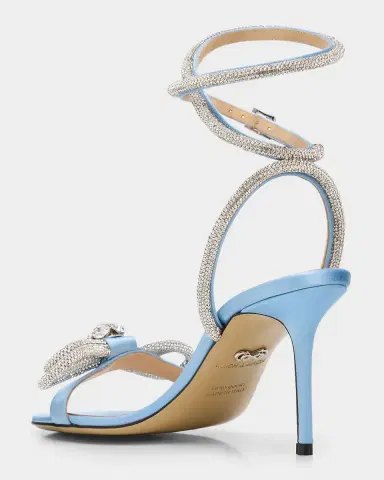 MACH & MACH Crystal Embellished Satin Double Bow Sandals | Thumbnail 4 MACH & MACH Crystal Embellished Satin Double Bow Sandals | Thumbnail 4