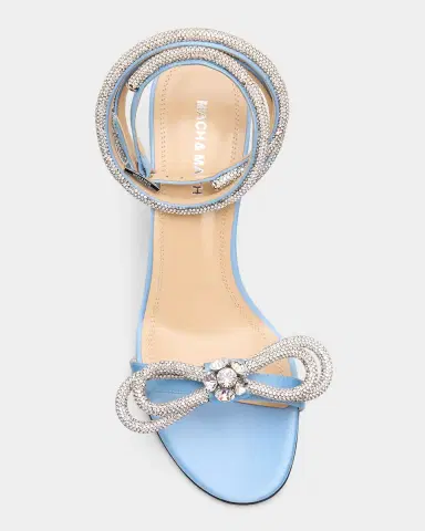 MACH & MACH Crystal Embellished Satin Double Bow Sandals | Thumbnail 5 MACH & MACH Crystal Embellished Satin Double Bow Sandals | Thumbnail 5