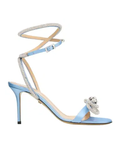 MACH & MACH Crystal Embellished Satin Double Bow Sandals | Thumbnail 1 MACH & MACH Crystal Embellished Satin Double Bow Sandals | Thumbnail 1