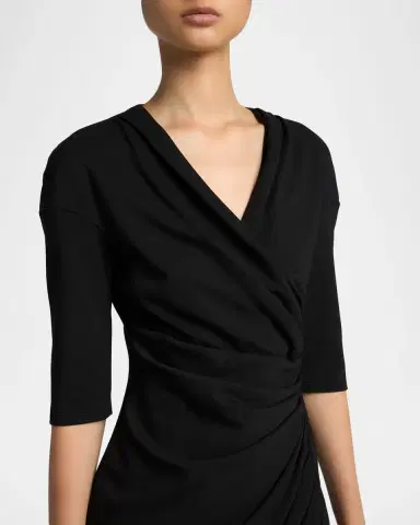Giorgio Armani Elbow-Sleeve Draped Crepe Slit Midi Dress | Thumbnail 9 Giorgio Armani Elbow-Sleeve Draped Crepe Slit Midi Dress | Thumbnail 9