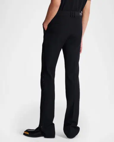 Balmain Men 's Straight-Leg Trousers with Crystal Embroidery | Thumbnail 3