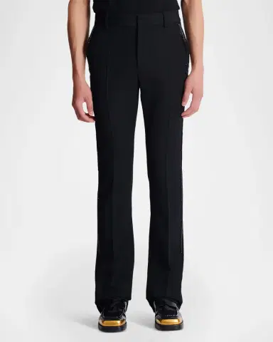 Balmain Men 's Straight-Leg Trousers with Crystal Embroidery | Thumbnail 4