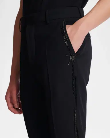 Balmain Men 's Straight-Leg Trousers with Crystal Embroidery | Thumbnail 6
