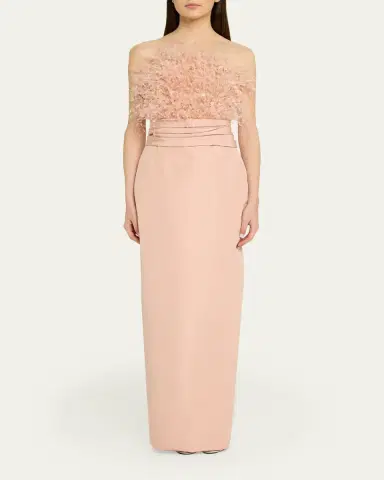 Oscar de la Renta Strapless Dramatic Point D'esprit Silk Column Gown | Thumbnail 2 Oscar de la Renta Strapless Dramatic Point D'esprit Silk Column Gown | Thumbnail 2