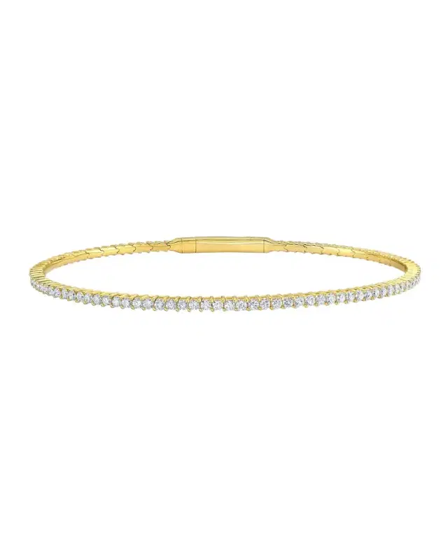 18K Yellow Gold Diamond Flex Bangle