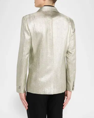 Versace Men 's Peak-Lapel Metallic-Woven Evening Jacket | Thumbnail 3 Versace Men 's Peak-Lapel Metallic-Woven Evening Jacket | Thumbnail 3