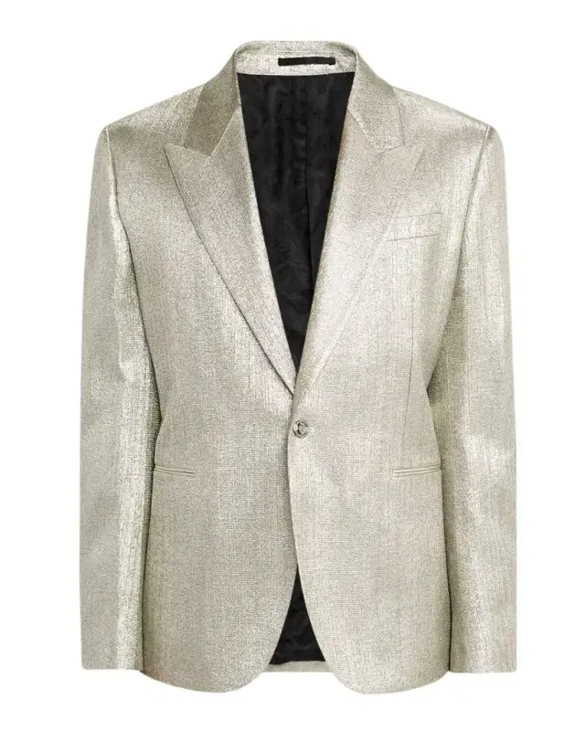 Men 's Peak-Lapel Metallic-Woven Evening Jacket