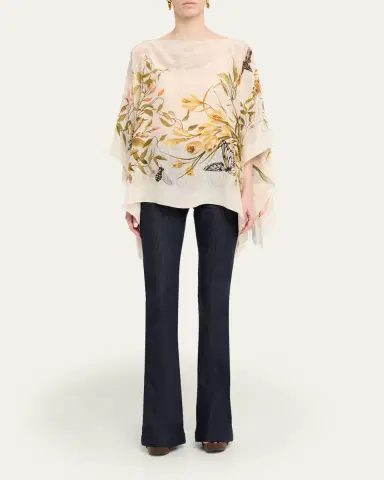 Etro Floral-Print Silk Poncho Top | Thumbnail 2 Etro Floral-Print Silk Poncho Top | Thumbnail 2