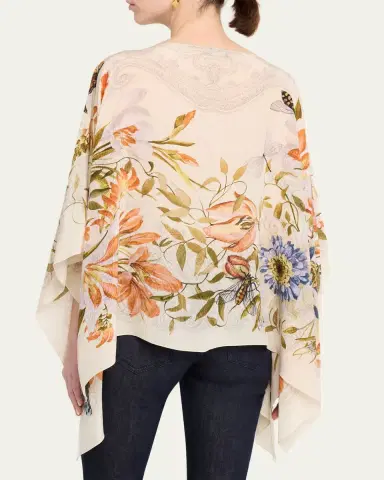 Etro Floral-Print Silk Poncho Top | Thumbnail 3 Etro Floral-Print Silk Poncho Top | Thumbnail 3