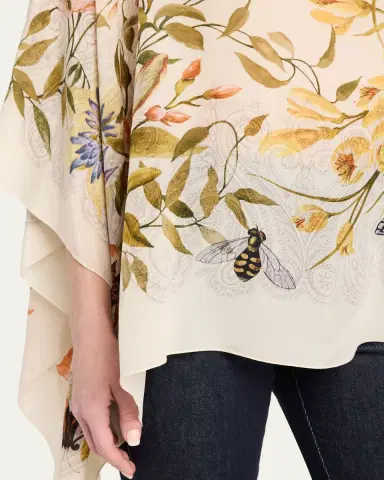 Etro Floral-Print Silk Poncho Top | Thumbnail 5 Etro Floral-Print Silk Poncho Top | Thumbnail 5
