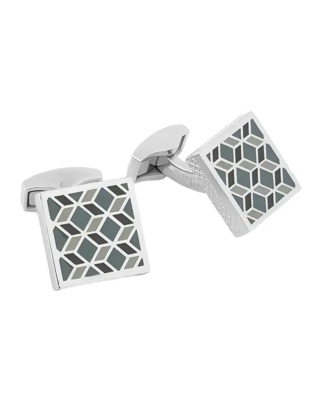 Men 's Square 3D Cube Enamel Cufflinks