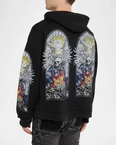 WHO DECIDES WAR Men's Skull Hooded Pullover in Distressed Cotton | Thumbnail 3 WHO DECIDES WAR Men's Skull Hooded Pullover in Distressed Cotton | Thumbnail 3